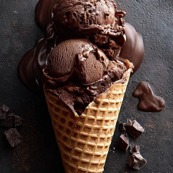 Chocolate-coated ice cream cone